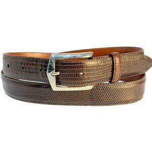 Bandera Genuine Lizard Skin Dress Belt Men's 36 Brown Made in USA 1.2" Wide